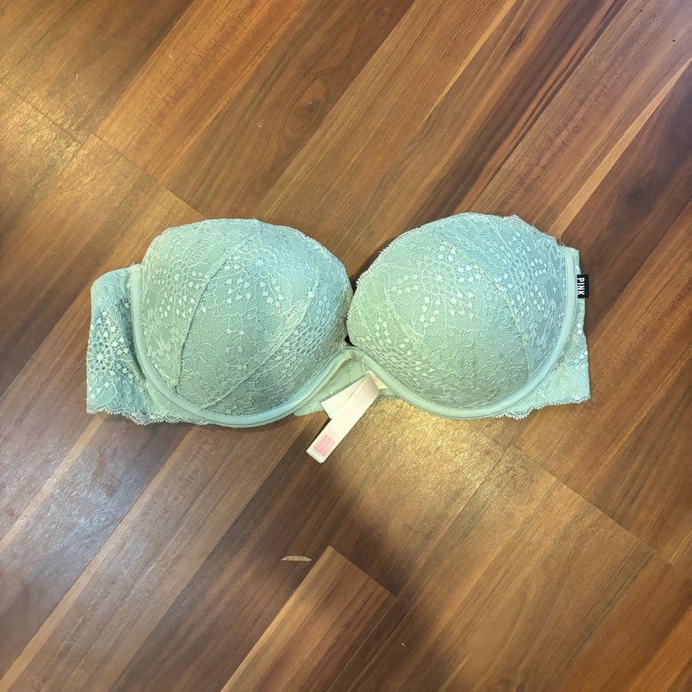PINK Victoria's Secret Mint Lace Strapless Bra